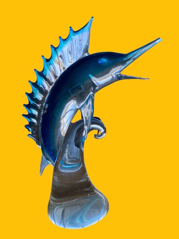 Murano Glass Swordfish Figurine (Italy) 16 1/4"