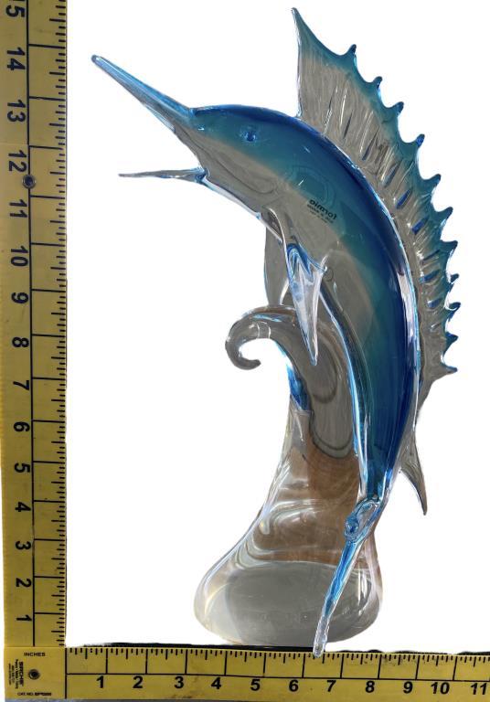 Murano Glass Swordfish Figurine (Italy) 16 1/4"