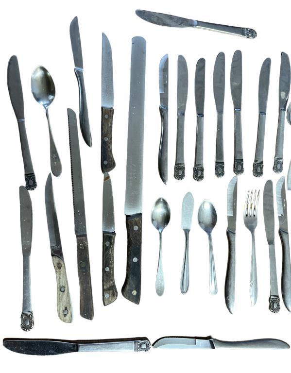 Assorted Flat Ware, Knives, etc.