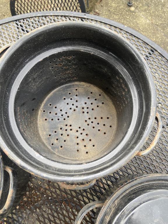 (3) Enamelware Pots with 3 Lids