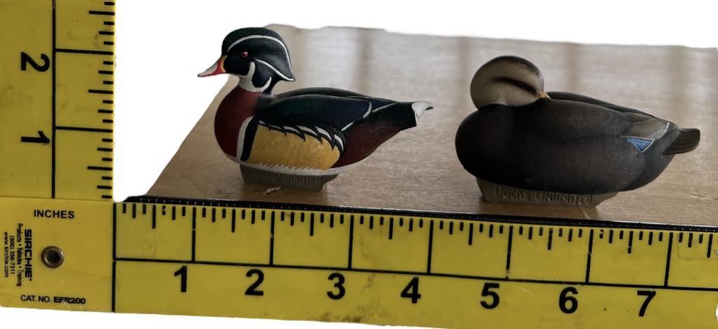 (2) Ducks Unlimited Miniature Decoys, Signed by