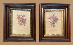 (2) Vintage Framed Floral Prints—