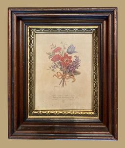(2) Vintage Framed Floral Prints—