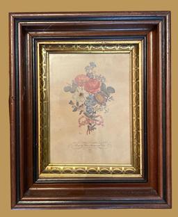 (2) Vintage Framed Floral Prints—