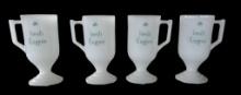 (4) Vintage Milk Glass Irish Coffee Mugs