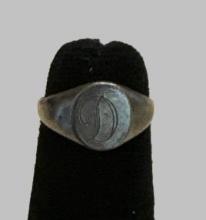 White Gold Signet Ring “D” —Size 4