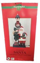 Animated Santa and Little Girl at Lamp Post