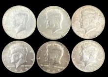 (6) 1966 Kennedy Half Dollars--No Mint Marks