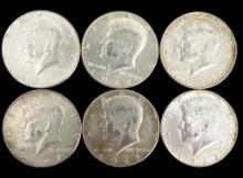 (6) 1967 Kennedy Half Dollars--No Mint Marks