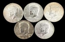 (5) 1969 Kennedy Half Dollars—No Mint Marks