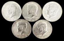 (5) 1969 Kennedy Half Dollars—No Mint Marks