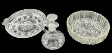 (3) Vintage Glass Items:  Anchor Hocking Cruet