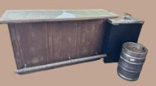 Portable Wooden Bar with Sink and Foot Rail on