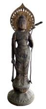 Metal Quan Yin Statue--Magnetic; 19.5” Tall