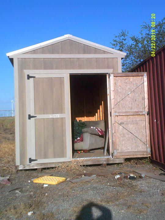 8X12 PORTABLE BUILDING WITH 2 FRONT DOORS, GRAY