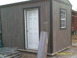 8X12 PORTABLE BUILDING WITH DOOR ON SIDE AND 2 WINDOWS