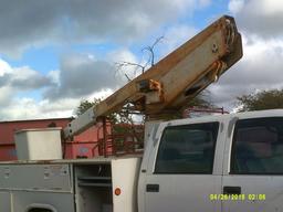 1998 CHEVY 3500 BUCKET TRUCK, WHITE, DROVE IN, VIN#6366, WITH TITLE