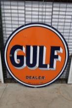 5 Ft 2 Sided Gulf Porcelain Sign 1947