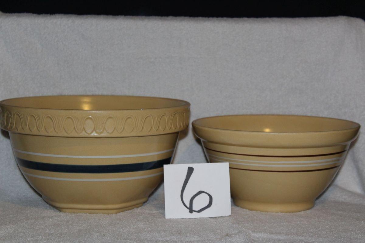 Nice Set Of Over And Back Yellow Ware Bowls