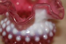 Vintage Fenton Cranberry Hobnail Vase