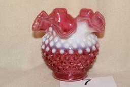 Vintage Fenton Cranberry Hobnail Vase