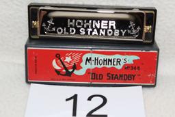M Hohner's "Old Standby"  No. 34B Harmonica With Case