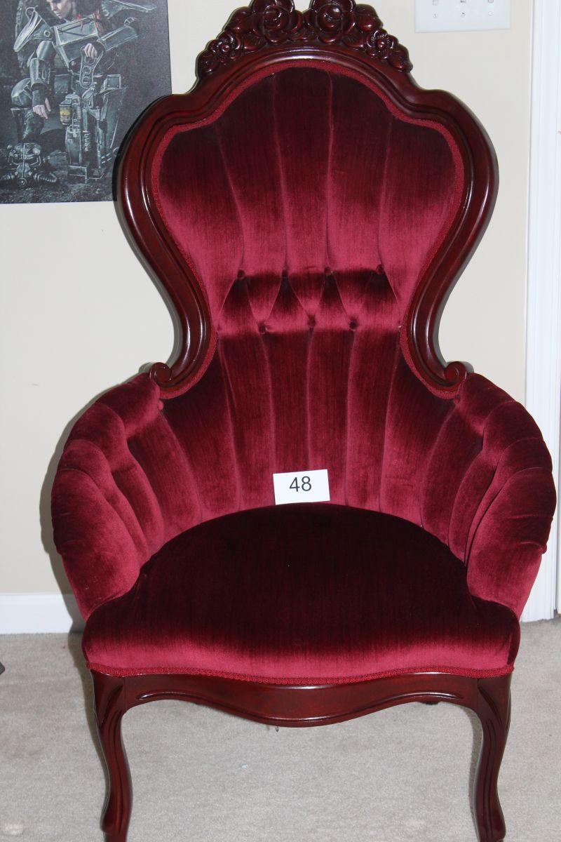 Ornate Baroque Style High Back Tufted Wing Chair