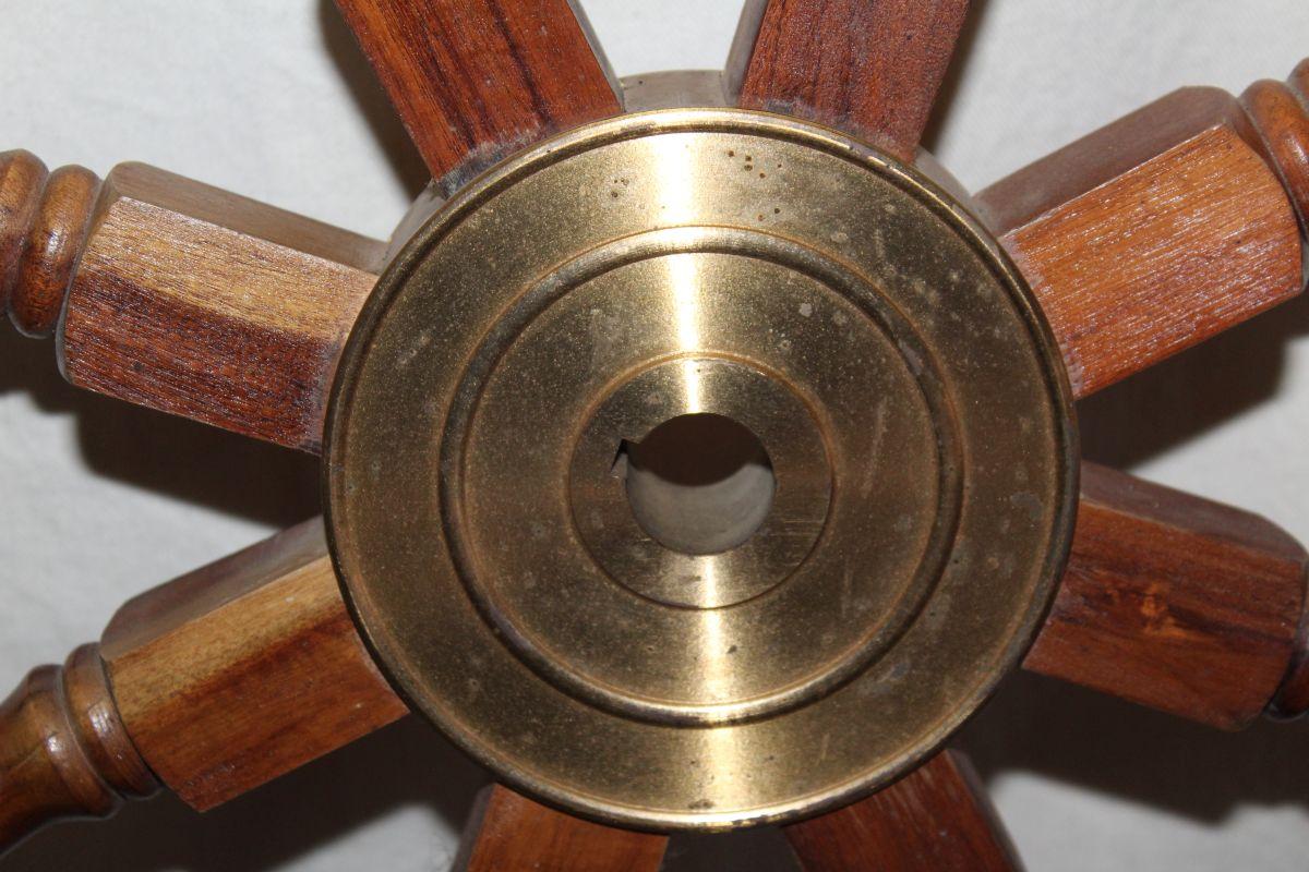 Large Wood & Brass Ships Wheel