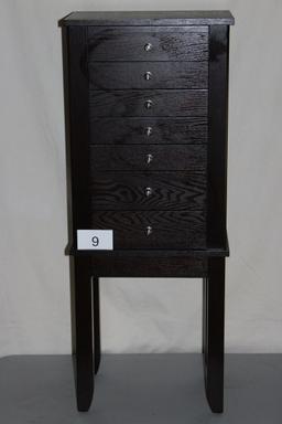 Nice Wood  Jewelry Armoir With Mirror & Side Storage