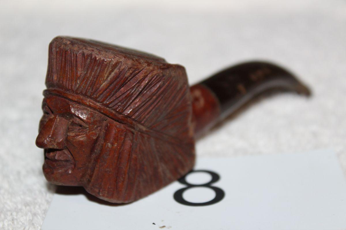 Vintage Handcarved Indian Head Pipe