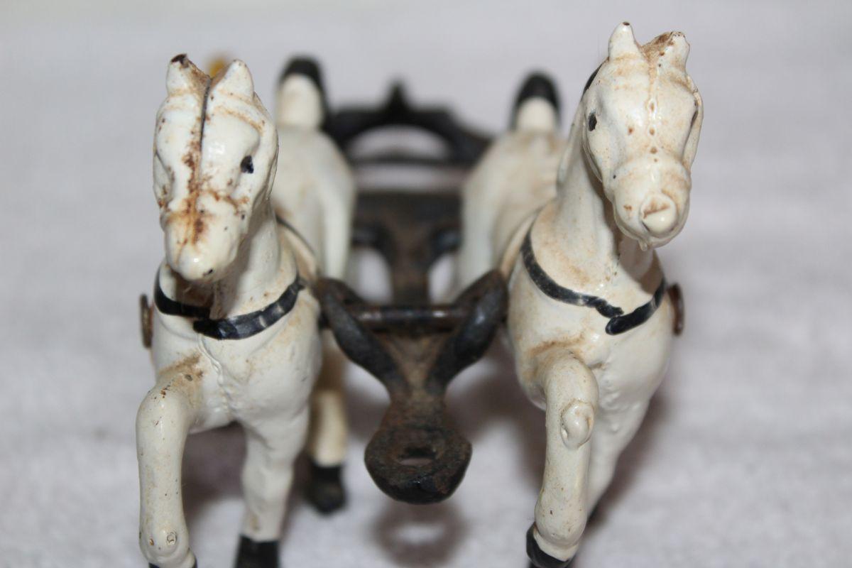 Vintage Cast Iron Horse, Buggy & Lady Passenger