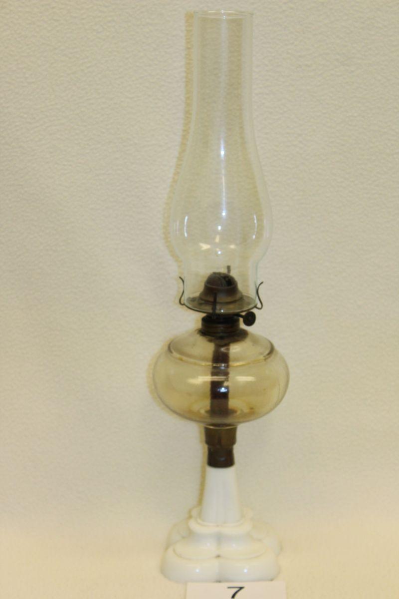 Antique Milk Glass Oil Lamp
