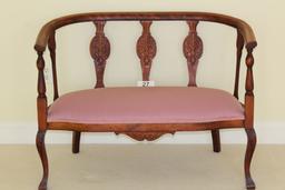 Early African Mahogany Ornately Carved Settee