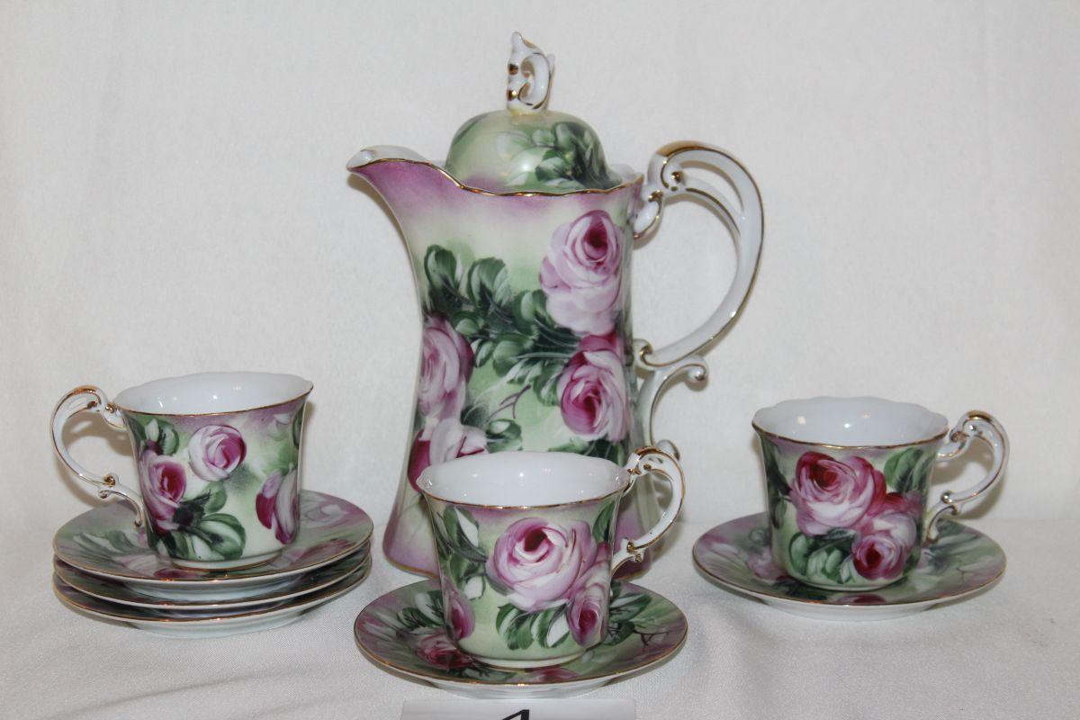 Vintage Limoges Teapot, Cups & Saucers