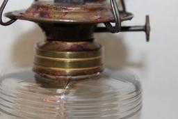 Antique Internal Thread Glass Oil Lamp W/Flip Top Burner