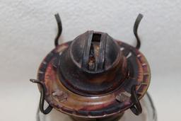 Antique Internal Thread Glass Oil Lamp W/Flip Top Burner