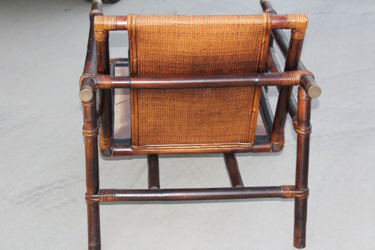 1950's Ficks Reed Co Rattan Lounge Club Chair & Ottoman Inspired By John Wisner "Campaign Style"