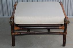 1950's Ficks Reed Co Rattan Lounge Club Chair & Ottoman Inspired By John Wisner "Campaign Style"