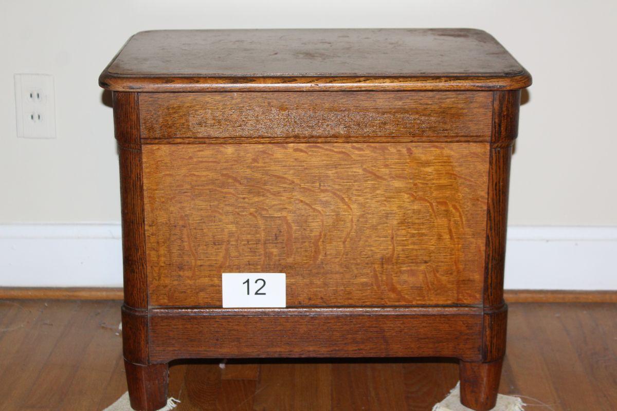 Early Complete Solid Oak Commode W/Lidded Chamber Pot