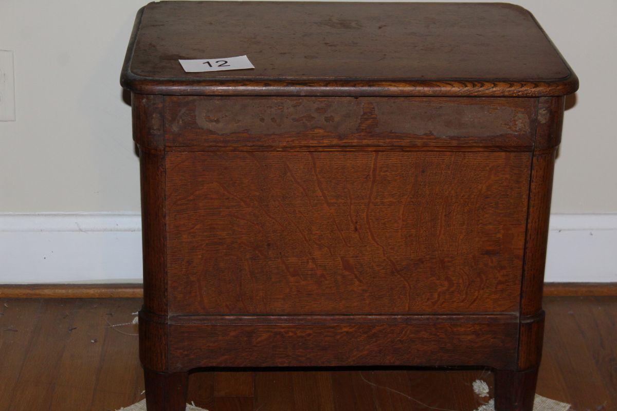 Early Complete Solid Oak Commode W/Lidded Chamber Pot