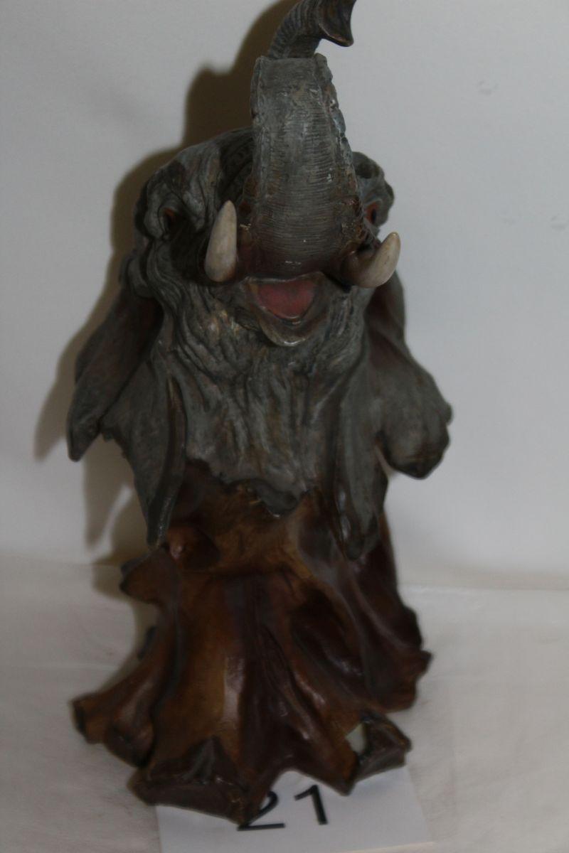 Lifelike Elephant Head Bust Faux Wood Resin Figure