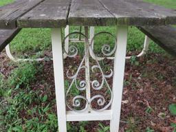 HEAVY Ornate Tubular Steel Picnic Table