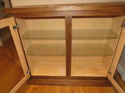 NICE Custom Made Oak 2 Door Case W/Glass Shelves