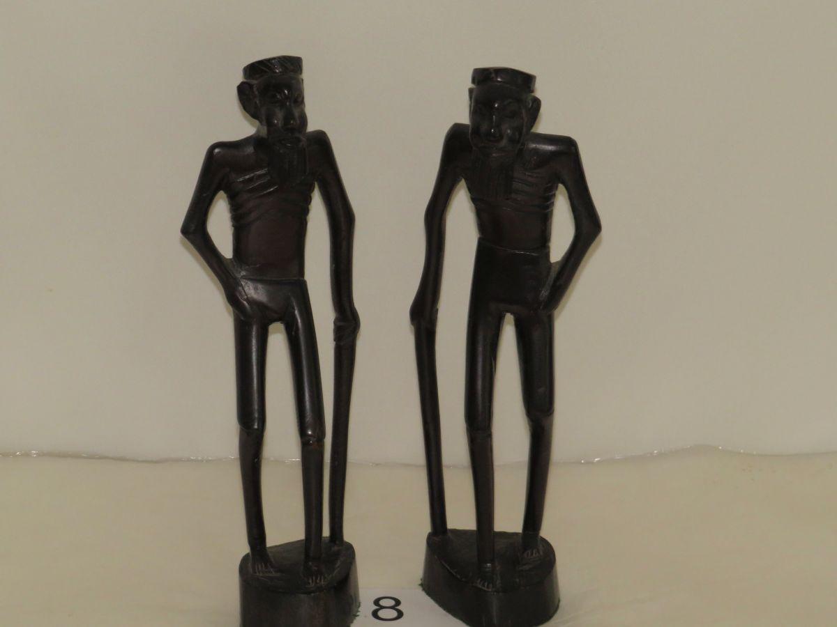 Vintage Hand Carved Wood African 12" Figures