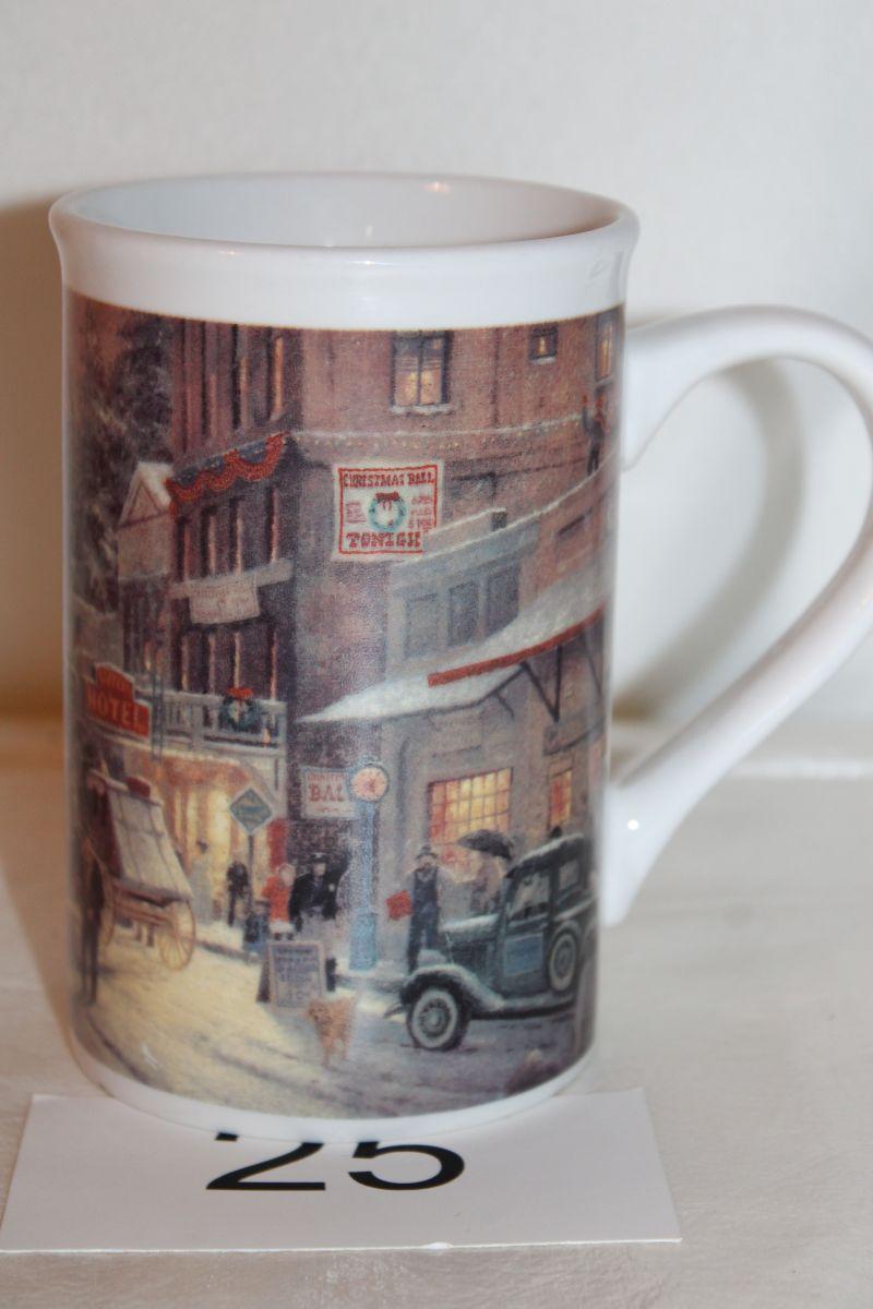 1990 Thomas Kinkade "Christmas On Main Street" Coffee Mug