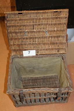 Antique French Woven Wood Pigeon Carrier/Basket