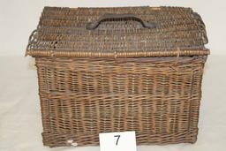 Antique French Woven Wood Pigeon Carrier/Basket