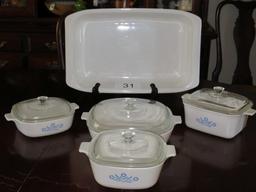 Pyrex "Cornflower" Cookware Including Roaster