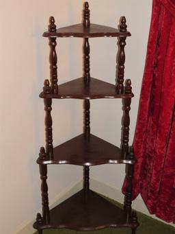 Nice 4 Tiered Corner Shelf W/Spindle Sides