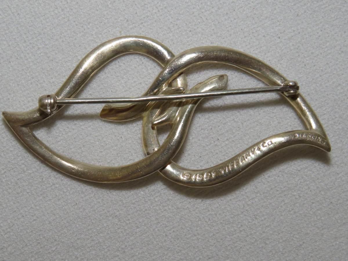 1987 Tiffany & Co Sterling Silver Double Heart Brooch